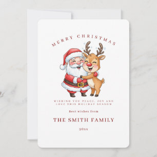 Süßer Weihnachtsmann und umarmende Rentiere Weihna Save The Date