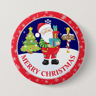 Süßer Weihnachtsmann und verschneite Szene Weihnac Button