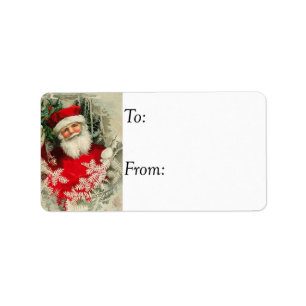 Süßer Weihnachtsmann Vintage-Geschenk-Anhänger Adressaufkleber