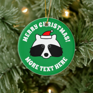 Süßer Weihnachtsmann-Waschbär-Feiertags-Weihnachts Keramik Ornament