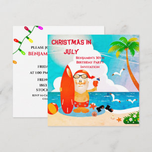 Süßer Weihnachtsmann Weihnachten im Juli Geburtsta Einladung