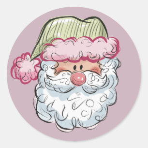 Süßer Weihnachtsmann Weihnachten Pink  Runder Aufkleber