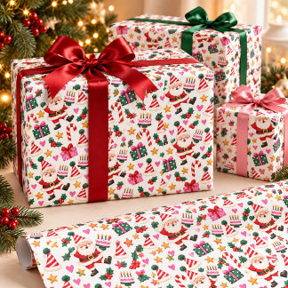 Süßer Weihnachtsmann-Weihnachts-Geburtstagstorten- Geschenkpapier
