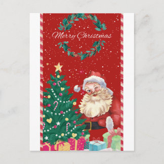 🎄 Süßer Weihnachtsmann Weihnachtsillustration – F Postkarte