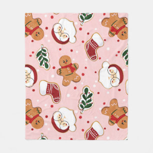 Süßer Weihnachtsmann & Weihnachtsmuster-Papier Fleecedecke