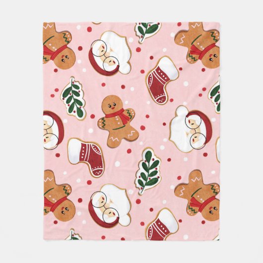 Süßer Weihnachtsmann & Weihnachtsmuster-Papier Fleecedecke (Vorderseite)