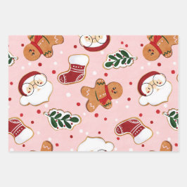 Süßer Weihnachtsmann & Weihnachtsmuster-Papier  Geschenkpapier Set