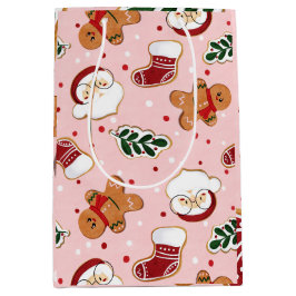 Süßer Weihnachtsmann & Weihnachtsmuster-Papier  Mittlere Geschenktüte