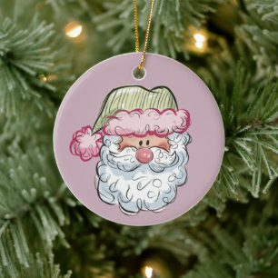 Süßer Weihnachtsmann Xmas Feiertag Pink Keramik Ornament