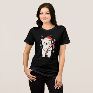 Süßer Weihnachtspolarbär mit Santa-Hut und Zuckers Tri-Blend Shirt