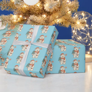 Süßer Weihnachtspolarbär Skandinavischer Winter Geschenkpapier