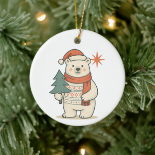 Süßer Weihnachtspolarbär Skandinavischer Winter Keramik Ornament