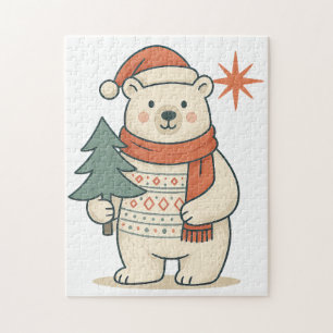 Süßer Weihnachtspolarbär Skandinavischer Winter Puzzle