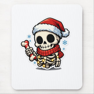 Süßer Weihnachtsskelett mit Zuckerrohr Kawaii  Mousepad