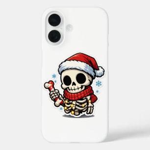 Süßer Weihnachtsskelett mit Zuckerstange Kawaii iPhone 16 Hülle