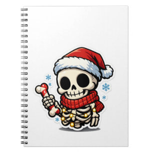 Süßer Weihnachtsskelett mit Zuckerstange Kawaii Notizblock
