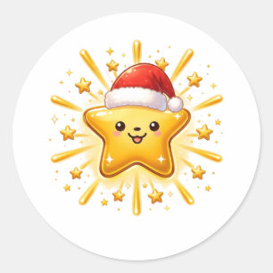 Süßer Weihnachtsstern-Schmuck Runder Aufkleber