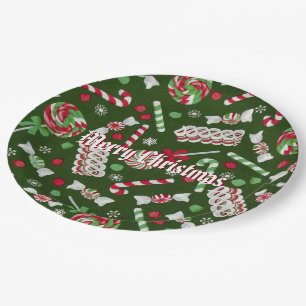 Süßer Weihnachtssüßigkeits-Muster-Papier-Telle Pappteller