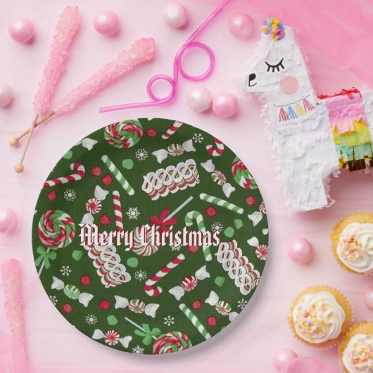 Süßer Weihnachtssüßigkeits-Muster-Papier-Teller 2 Pappteller (Party)