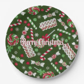 Süßer Weihnachtssüßigkeits-Muster-Papier-Teller 2 Pappteller (Vorderseite)