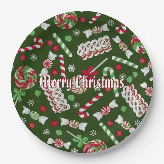 Süßer Weihnachtssüßigkeits-Muster-Papier-Teller 2 Pappteller (Vorderseite)