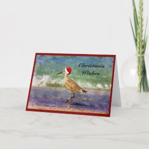 Süßer Weihnachtsvogel am Strand Weihnachtskarte Feiertagskarte