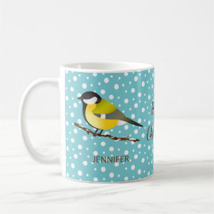 Süßer Weihnachtsvogel Kohlmeise Parus Major Und Na Kaffeetasse