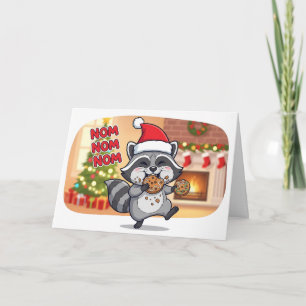Süßer Weihnachtswaschbär, der Kekse isst Karte