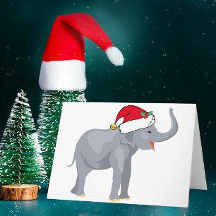 Süßer Weihnachtsweißer Elefant in Santa-Hut Feiertagskarte