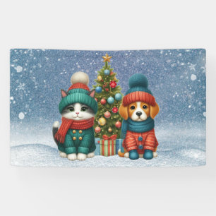 Süßer Weihnachtswelpe & Kätzchen Banner