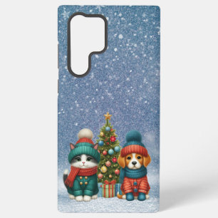 Süßer Weihnachtswelpe und Kätzchen Samsung Galaxy Hülle
