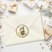 Süßer Weihnachtszwerg Faux-Wachs Runder Aufkleber