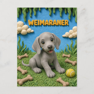 Süßer Weimaraner-Welpe, Babyhund Postkarte