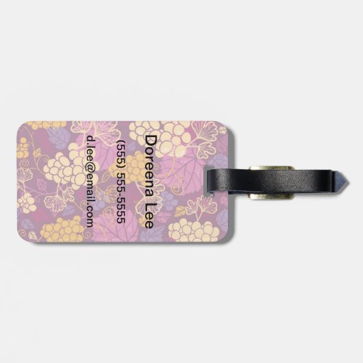 Süßer Weinrebemusterhintergrund Gepäckanhänger (Rückseite horizontal)