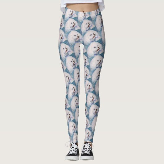 SÜSSER WEISS BICHON FRISE LEGGINGS (Vorderseite)