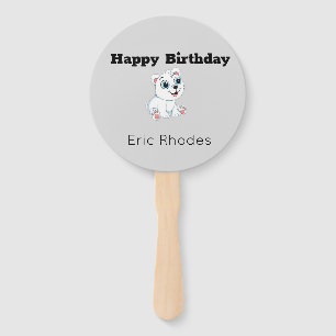 Süßer weißer Eisbär zum grauen Geburtstag Fächer