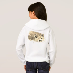 Süßer weißer Fuchs Aquarell Wald Wildtier Mädchen Hoodie