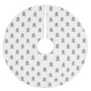 Süßer weißer Gold-Gingerbread-Mann-Muster-Weihnach Polyester Weihnachtsbaumdecke