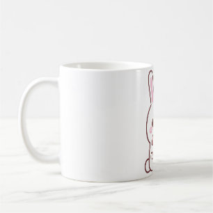 Süßer Weißer Hase Umarmt Herz Doodle Kaffeetasse