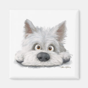 Süßer weißer schottischer Terrier Cartoon  Magnet