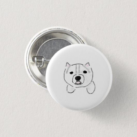 Süßer Weißer Terrier Neugieriger Welpe Personalisi Button (Vorne & Hinten)