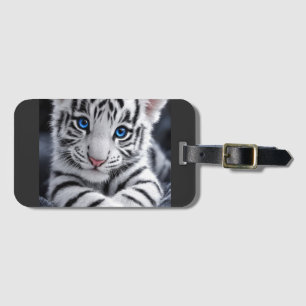 Süßer Weißer Tigerjunges Blaue Augen Wildlife Post Gepäckanhänger