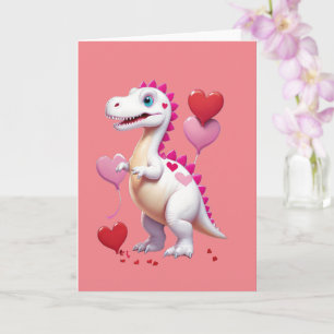 Süßer weißer Valentinstag-Dinosaurier Karte