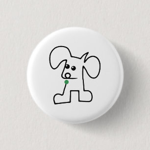 Süßer Welpe auf einer Linie mit einem grünen Ball Button