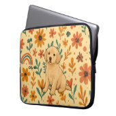 Süßer Welpe & Boho-Blumen Laptopschutzhülle (Vorderseite Links)