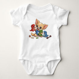 Süßer Welpe & Dino Freunde Baby Strampler