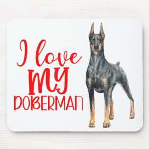 Süßer Welpe Dobermann Pinscher-Mama Wasserfarbe Mousepad