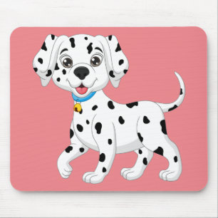 Süßer Welpe Feuerhund Rosa Cartoon Dalmatiner Maus Mousepad