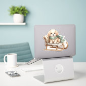 Süßer Welpe gemütlicher Winter Aufkleber (Laptop auf Schreibtisch)