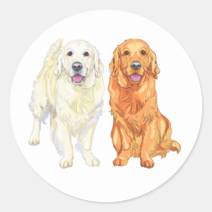 Süßer Welpe Hund Liebhaber Cartoon Golden Retrieve Runder Aufkleber